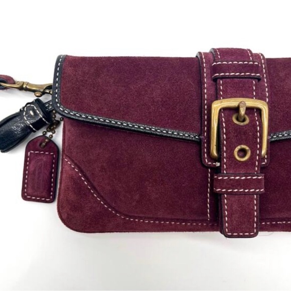 COACH EXTREMELY RARE SOHO, Suede Burgundy Clutch - Picture 2 of 12